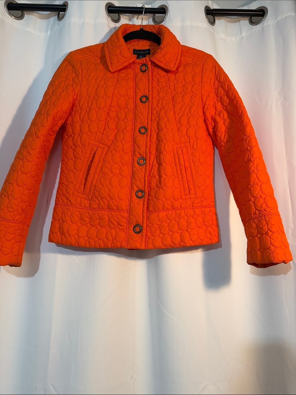 Rafaella Quilted Bright Orange Button-Up Jacket B5